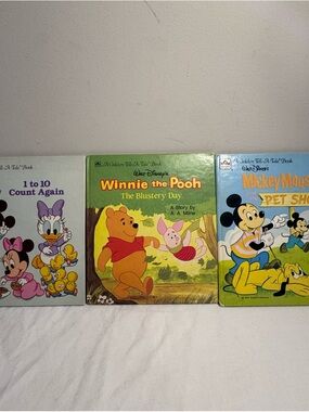 Golden Tell-A-Tale Books, Trio Of Disney Stories, Vintage 1975 Hardcover Books